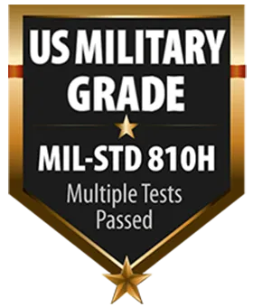 MIL-STD-810H 认证标志,彰显经测试的耐用性和可靠性。