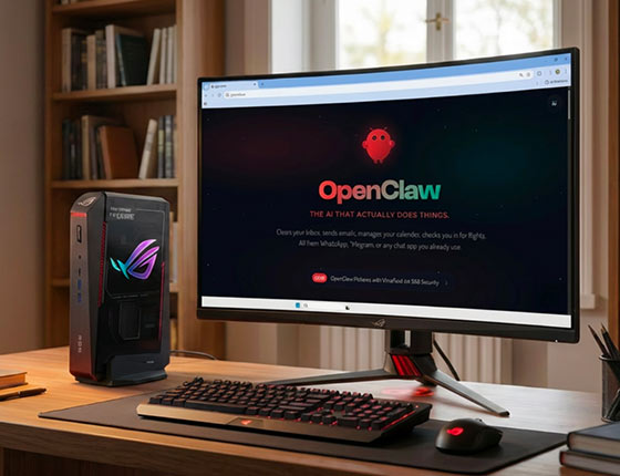 ROG NUC 16 支持 AI 驱动的工作流程和 AI 代理。