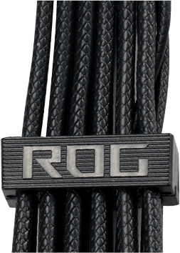 Close up of ROG premium embossed cable