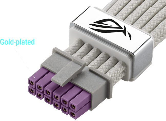 ROG Equalizer 紫色 12V-2x6 PCIe 电源线接头与视觉指示器