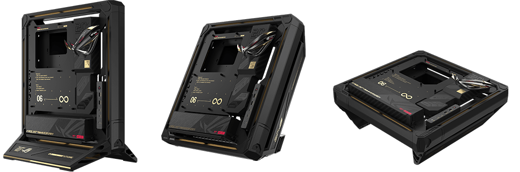 ROG GR20 三种放置选项：垂直、倾斜、水平