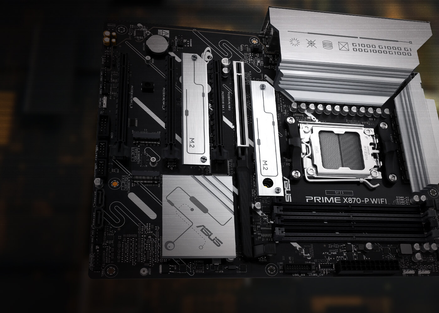 An internal view of the ROG G1000 EDITION 20 highlighting key components. The central focus is the M.2 slots.