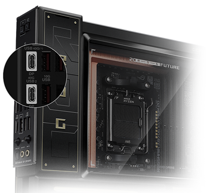 ROG Crosshair X870E 20周年版上的双 USB4 Type-C 接口