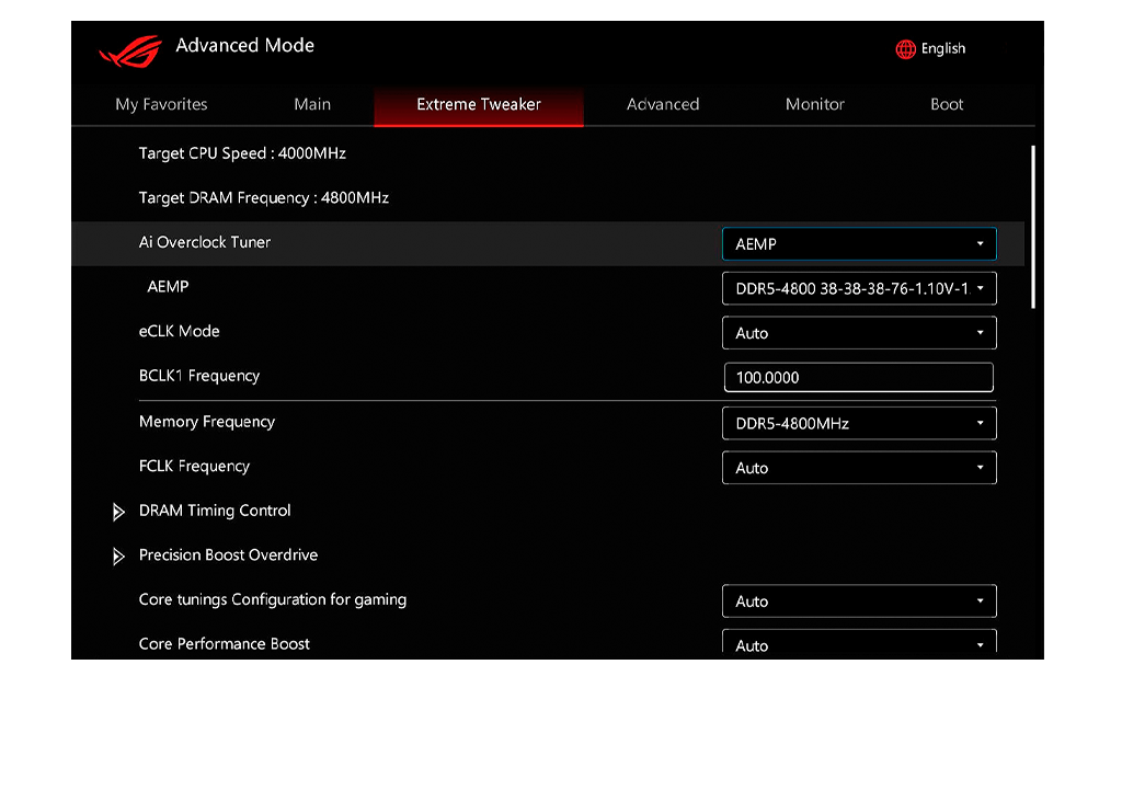 AEMP BIOS 设置接口