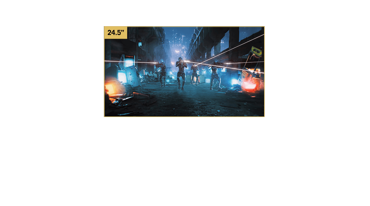 屏幕比例可设定为显示 24.5 英寸的影像。