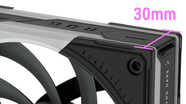 ROG 风神 反叶特写，展示其棱角分明的框架与 30mm 厚度