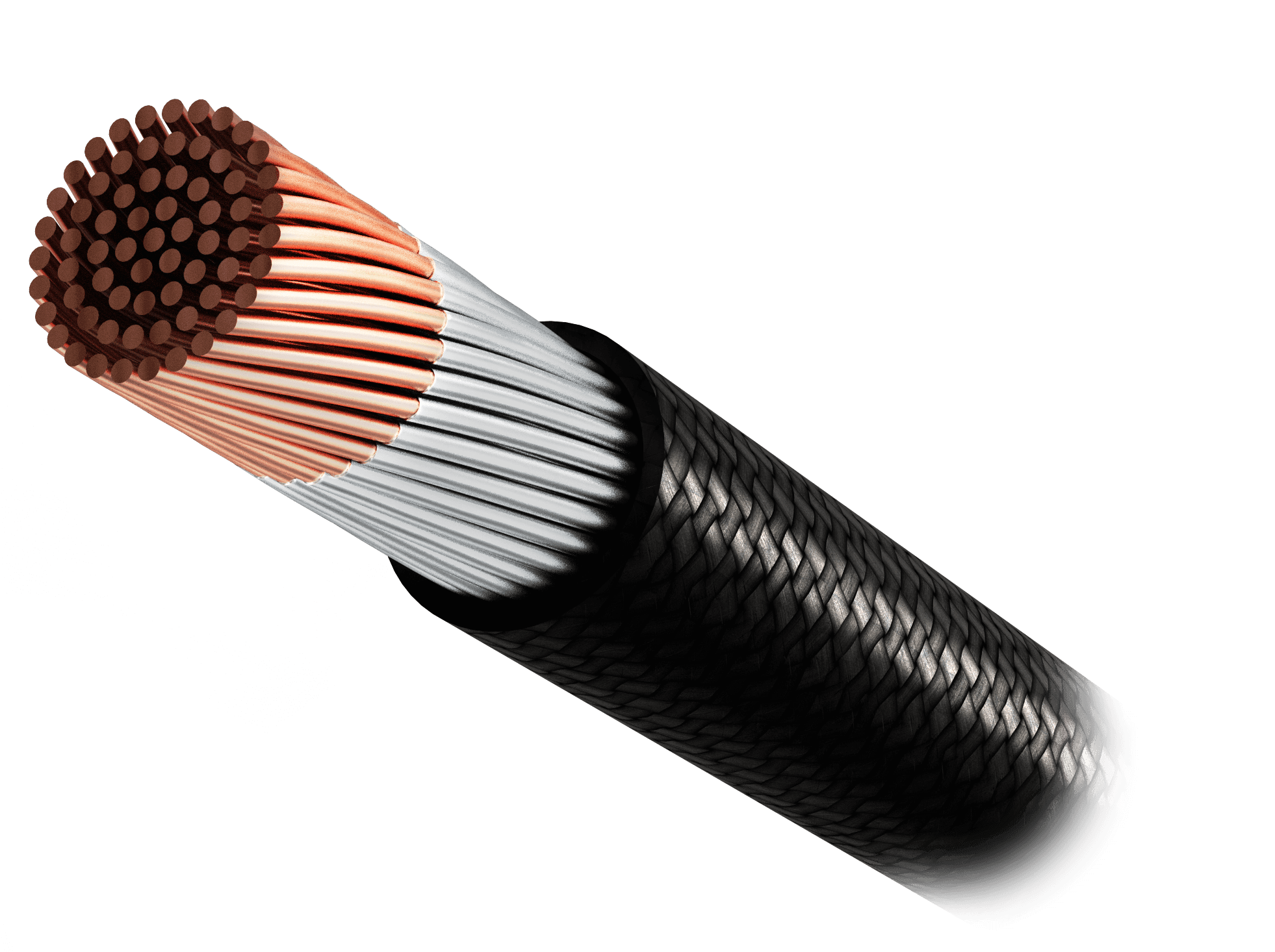 Cross-section of a cable showing solid core copper wire, tin-plated layer, and embossed cable jacket