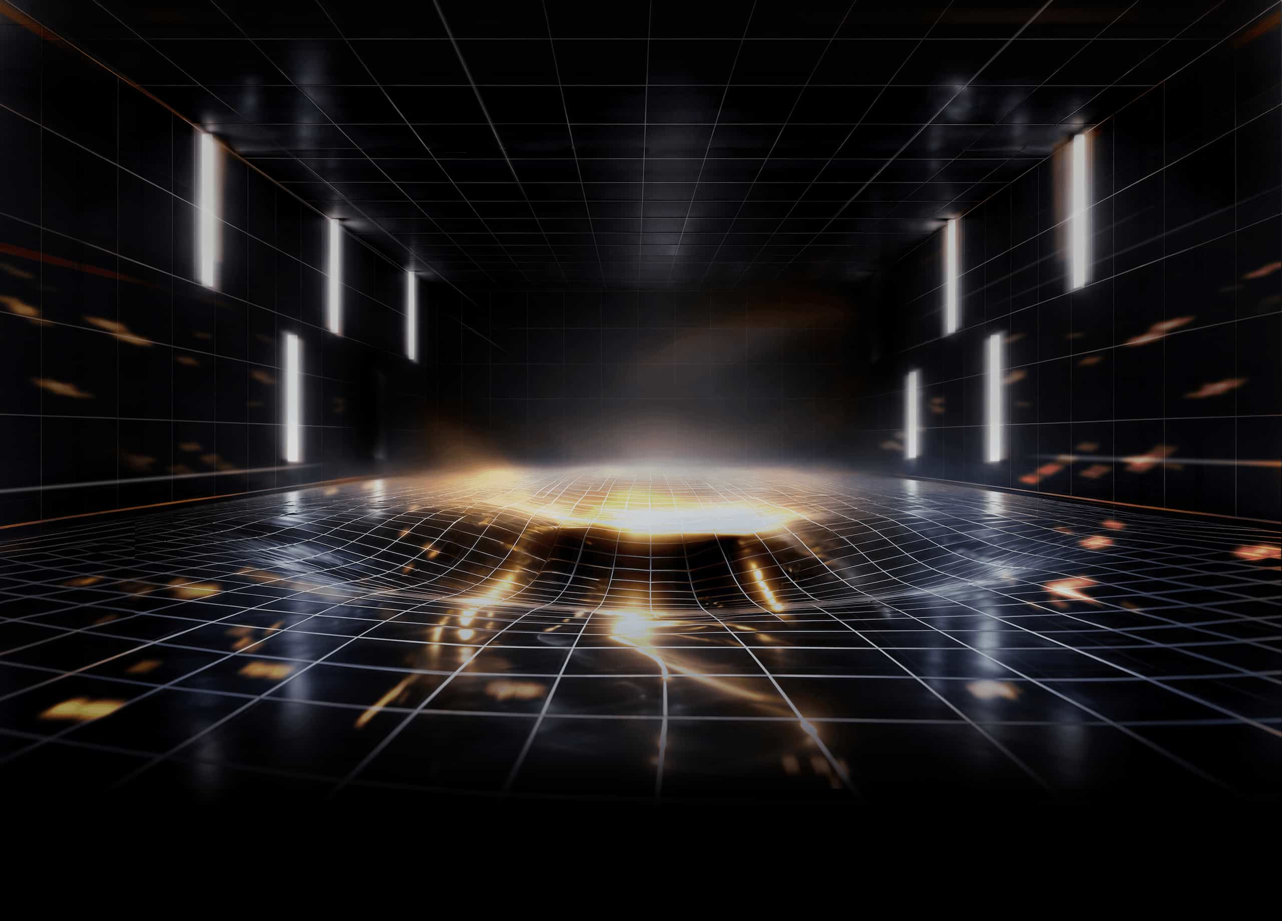 glowing gold light trails background