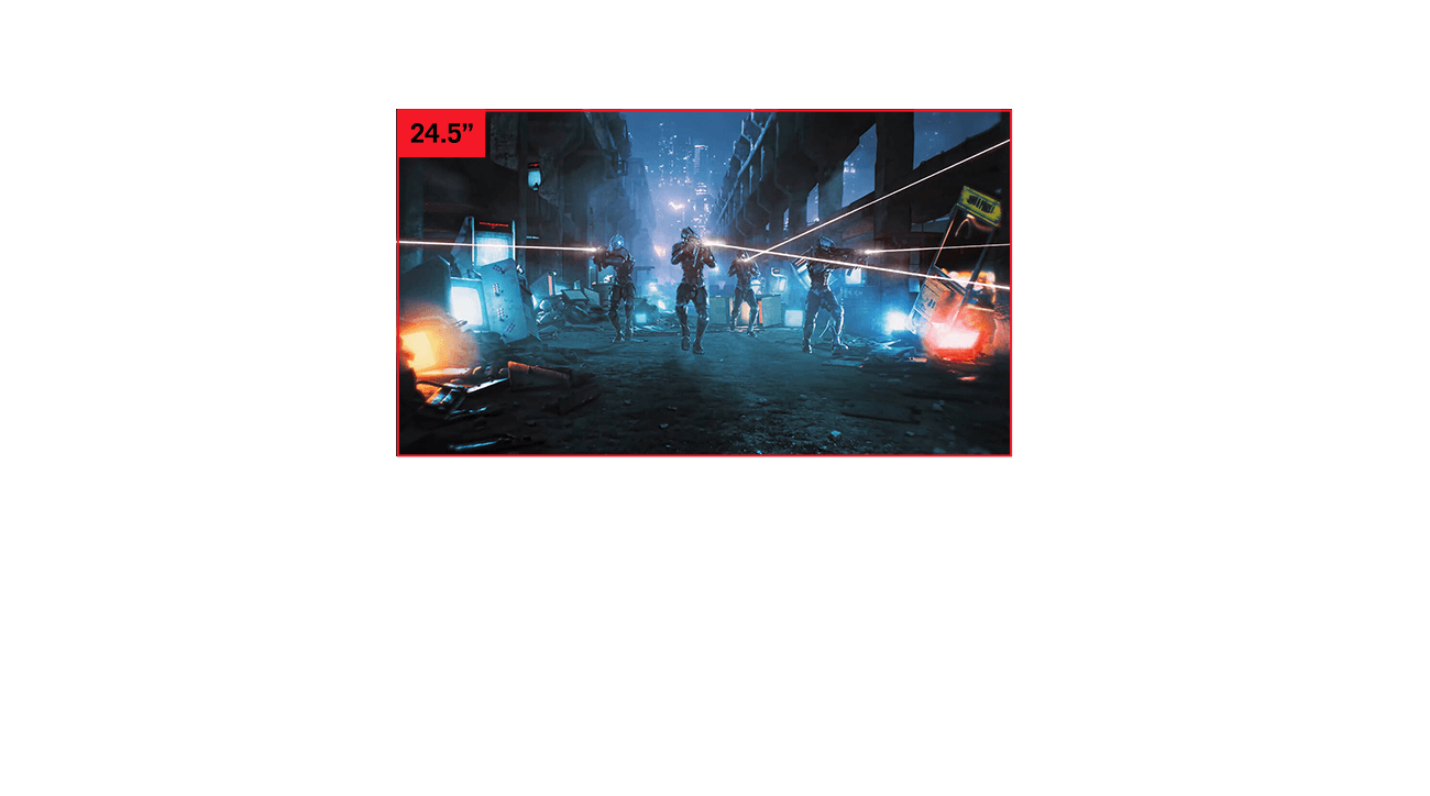 屏幕比例可设定为显示 24.5 英寸的影像。