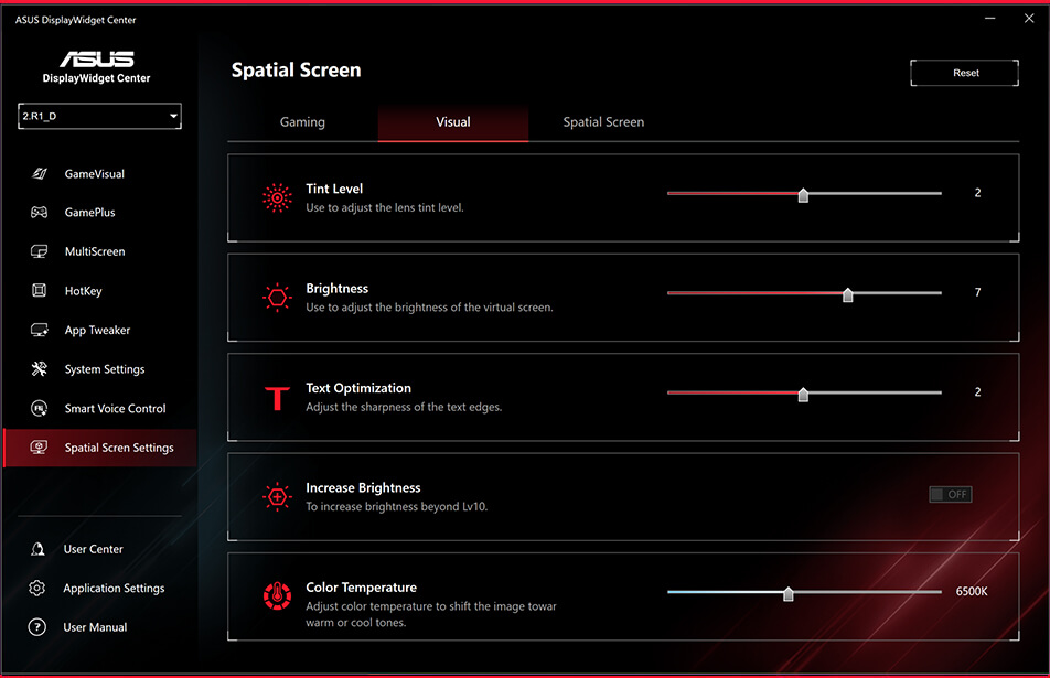 DisplayWidget Center 软件界面