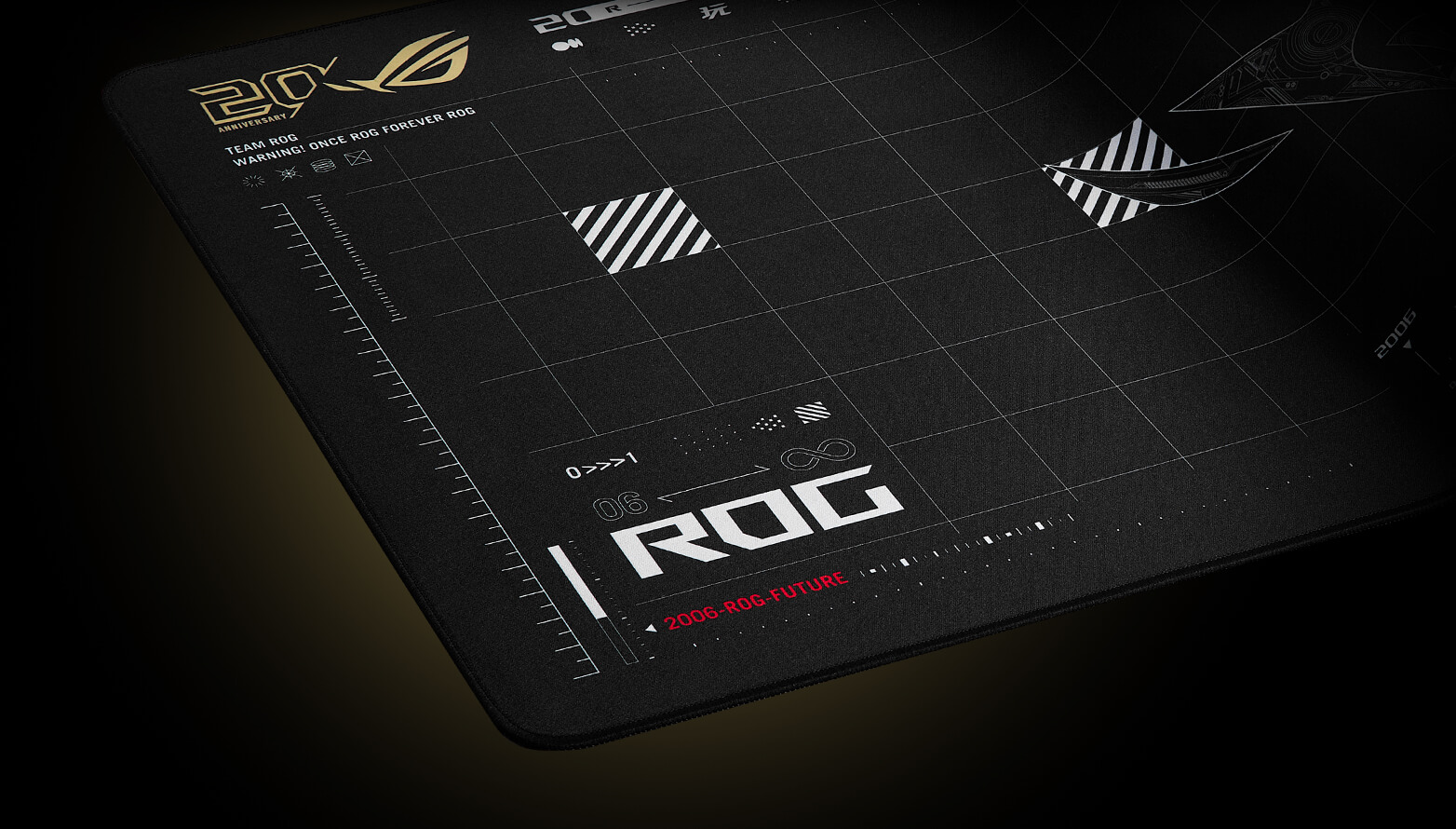 放置有鼠标的 ROG 冲锋甲2 XXL 20周年版