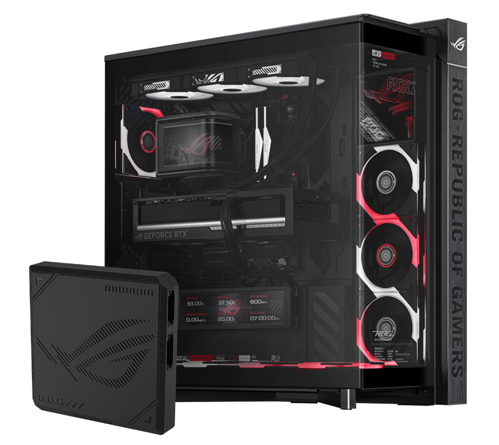 ROG GR120-1C 集线器置于 ROG Cronox 整机前方