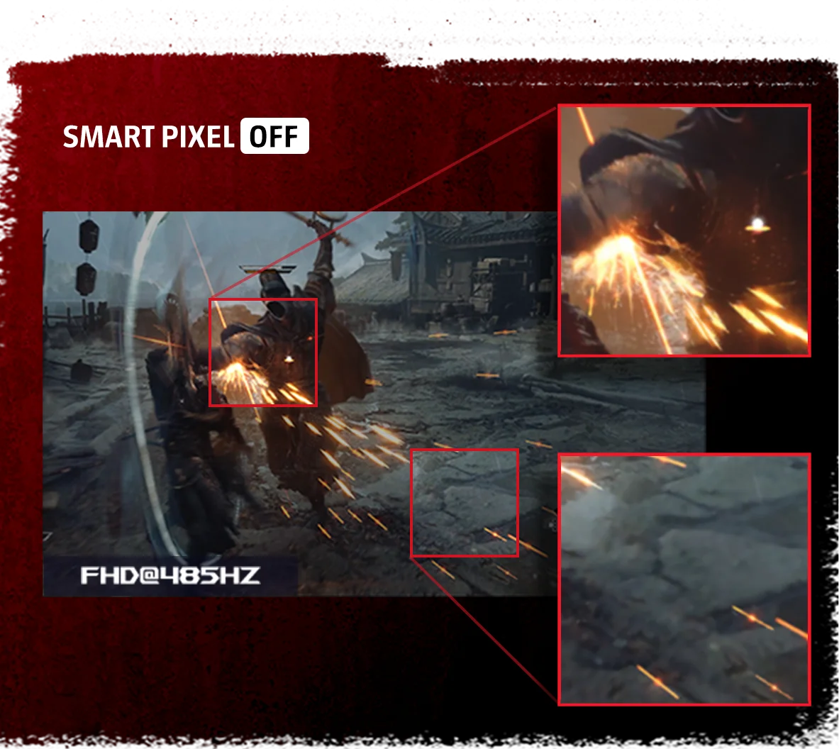 ROG 绝神27 二代 关闭 Smart Pixel 在 FHD 485Hz 模式下的游戏画面比较