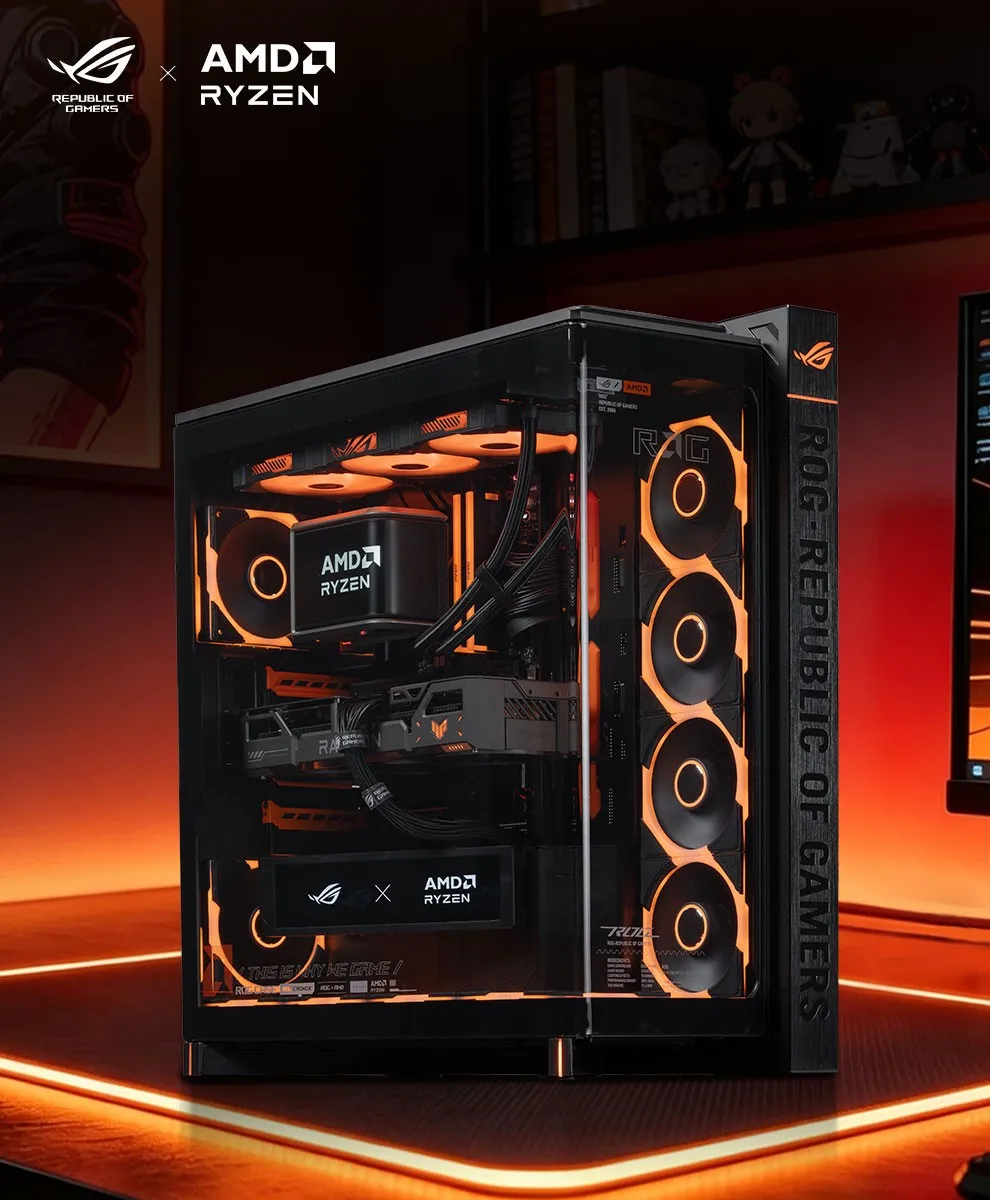 ROG 幻世神 AMD 联名版 海景房机箱整机外观图