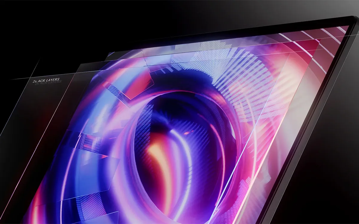 ROG Strix 显示屏的分解图,重点强调多个显示屏层次。