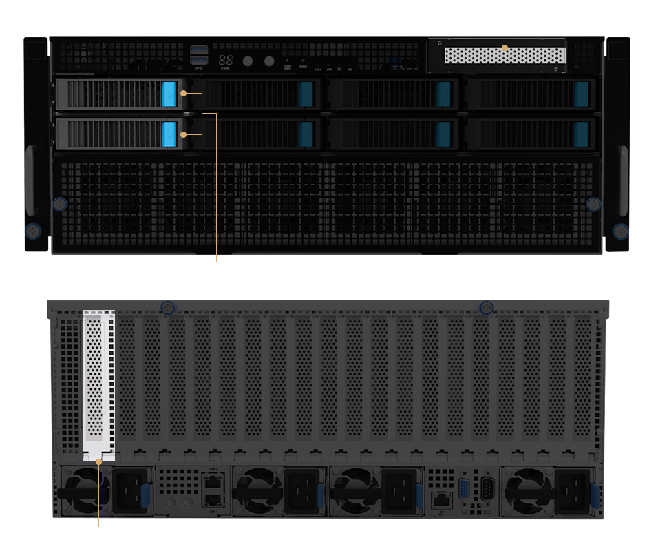The front/rear panel of 2 PCIe + 2 NVMe layout