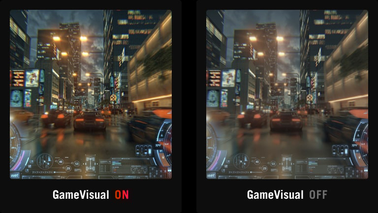 comparison image with Racing mode on and off
