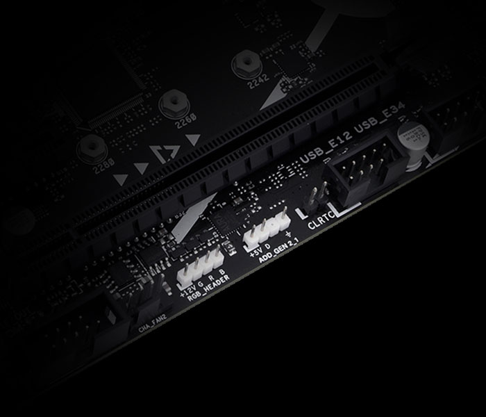 The PRIME Z790M-PLUS D4 motherboard features addressable Gen 2 RGB headers. 