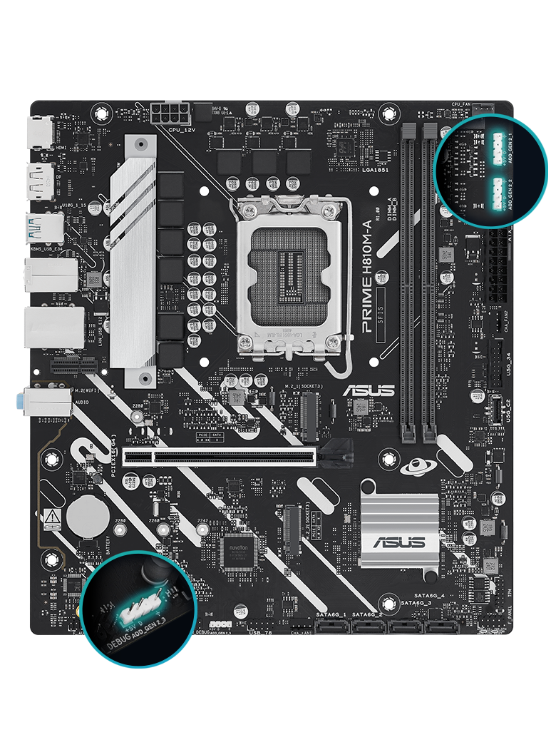 PRIME H810M-A front view, 45 degrees. 