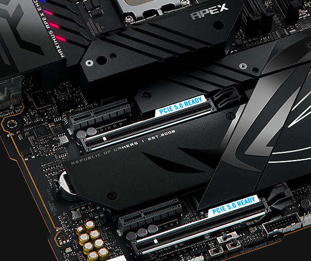 The ROG Maximus Z790 Apex Encore features two PCIe 5.0 expansion slots.