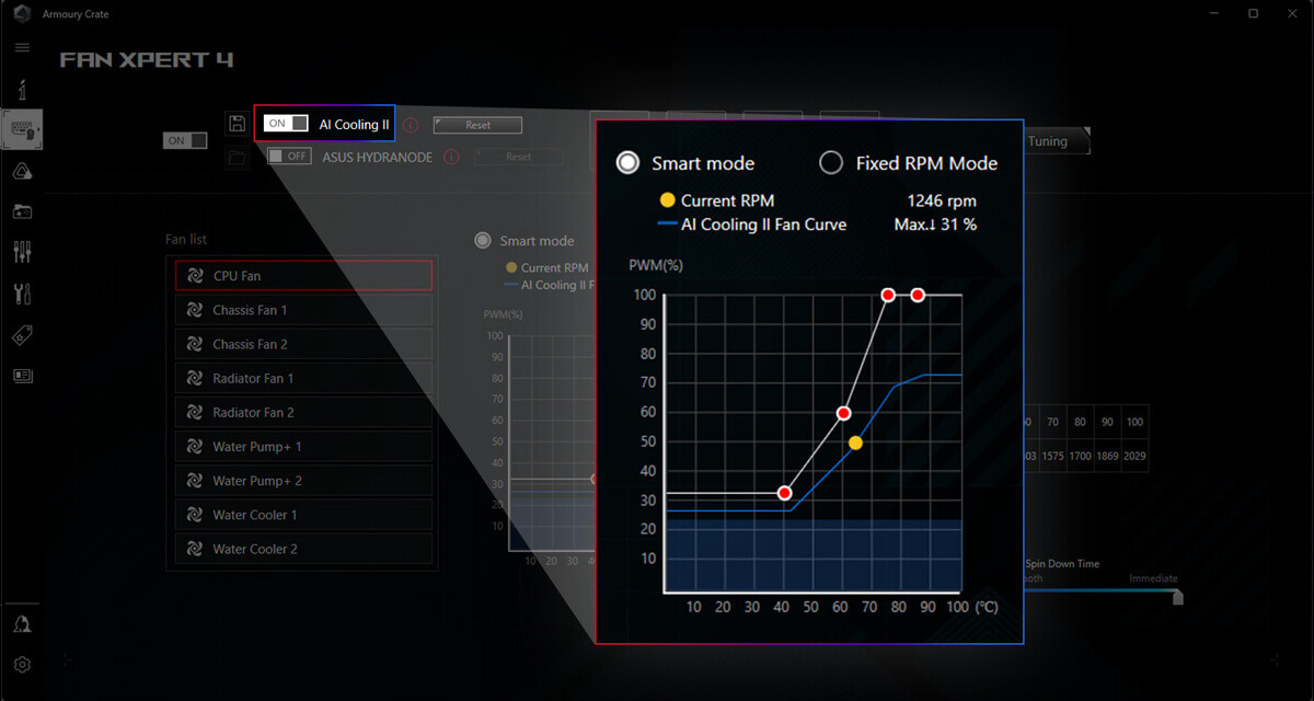 ROG Maximus Z790 Apex Encore AI Cooling II user interface