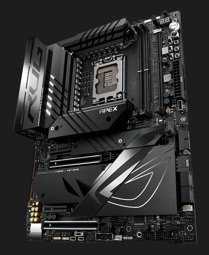 The ROG Maximus Z790 Apex Encore features Aura Sync.