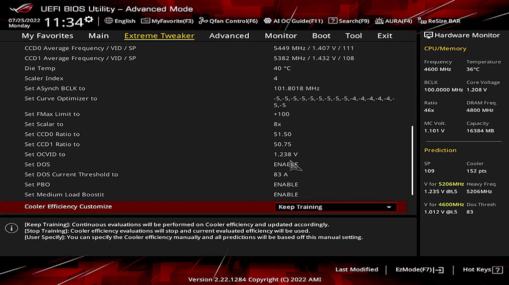 UI featureing AI Overclocking