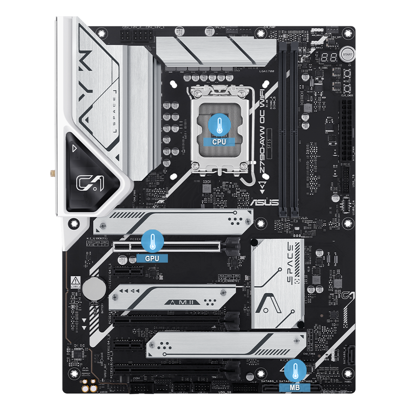 ASUS Z790 motherboard with multiple temperature sources image