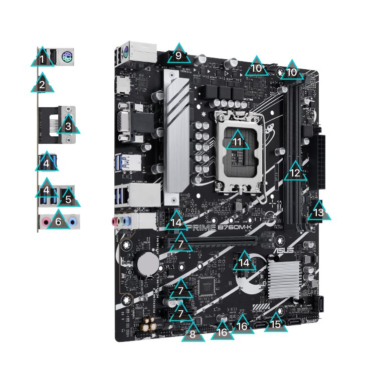 All specs of the PRIME B760M-K motherboard