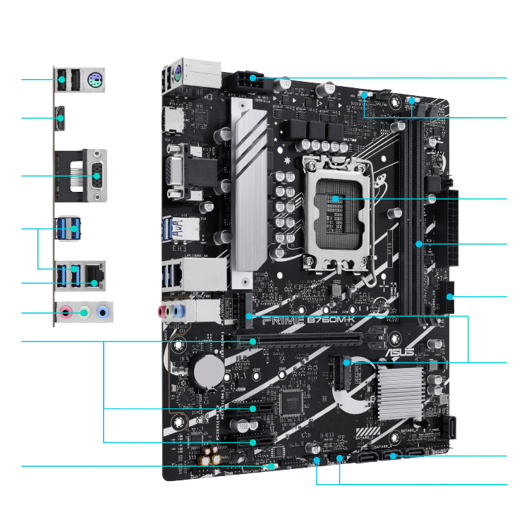 All specs of the PRIME B760M-K motherboard