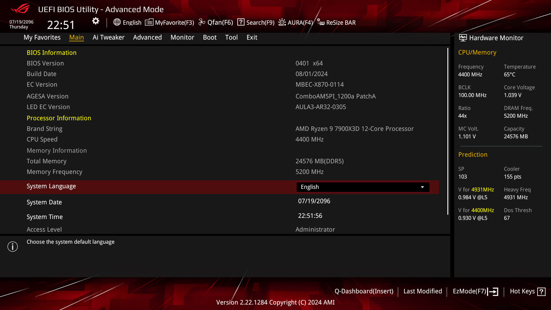 BIOS Advanced Mode UI picture