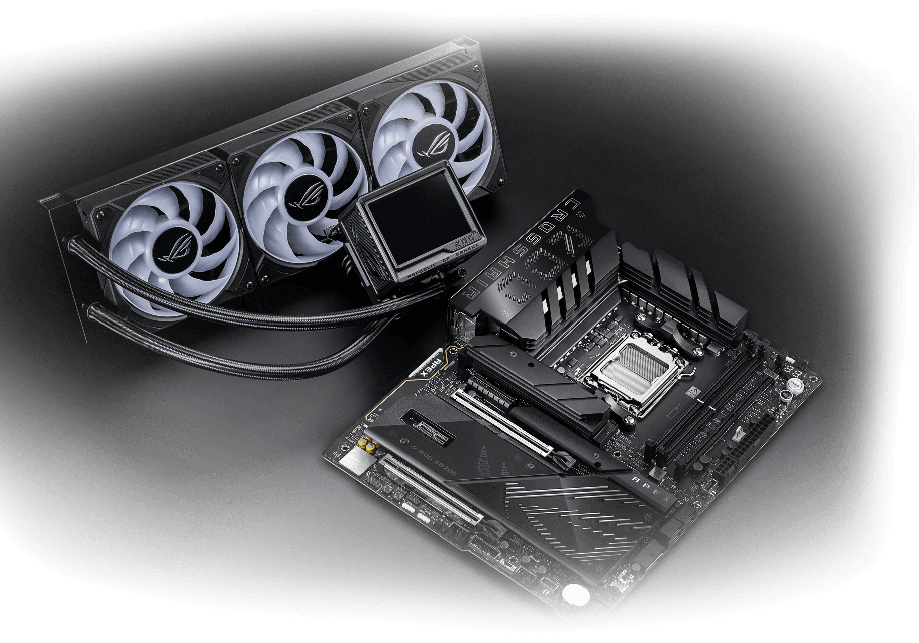 The ROG Crosshair X870E Apex & ROG Ryujin III 360 ARGB Extreme