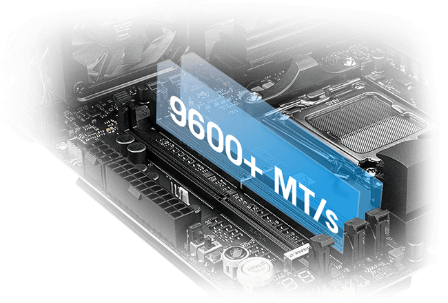 The ROG Crosshair X870E Apex lets you overclock memory up to 8600+ MT/s.
