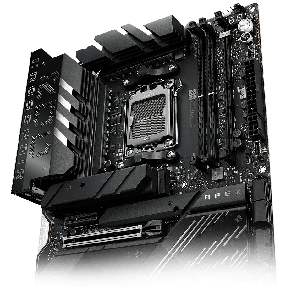 The ROG Crosshair X870E Apex features Aura Sync.