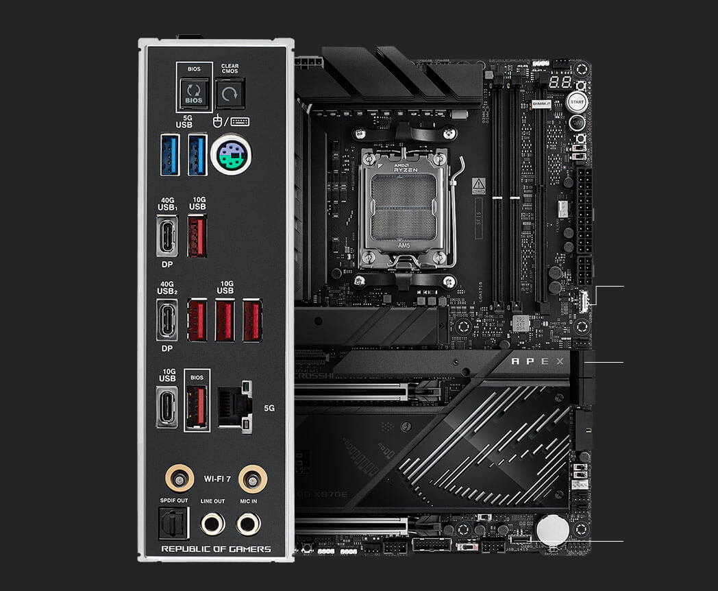 Connectivity specs of the ROG Crosshair X870E APEX