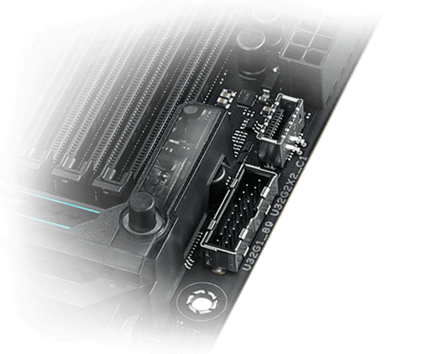 The ROG Strix Z790-E features a USB 3.2 Gen 2x2 front-panel connector with 30W charging.