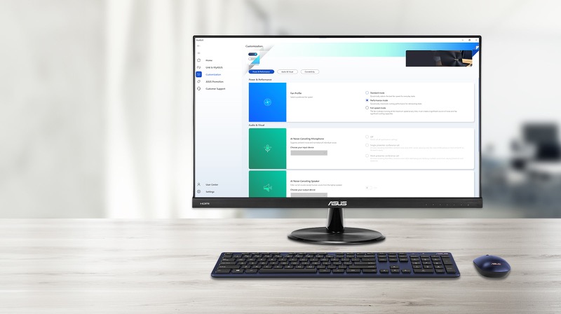 计算机屏幕中呈现 MyASUS 接口