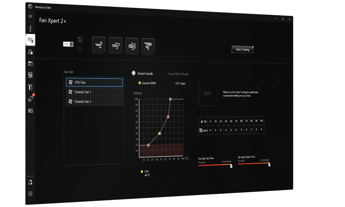 UI of FAN Xpert 2+ for cooling controls