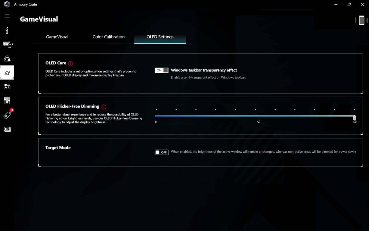 An Eclipse Grey Zephyrus G14 with the lid open and the Game Visual submenu of Armoury Crate open on screen.