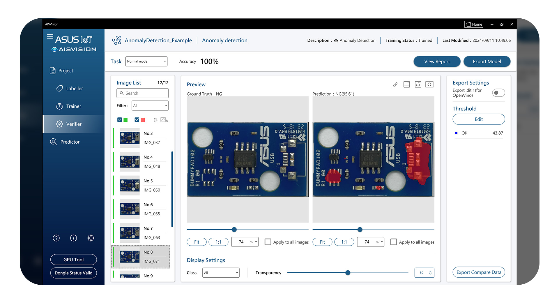 AISVision AI toolkit interface displaying data augmentation and training optimization features for enhanced AI model performance.