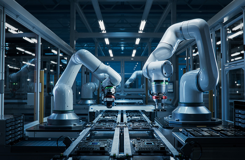 Robotic arm operating in a smart factory