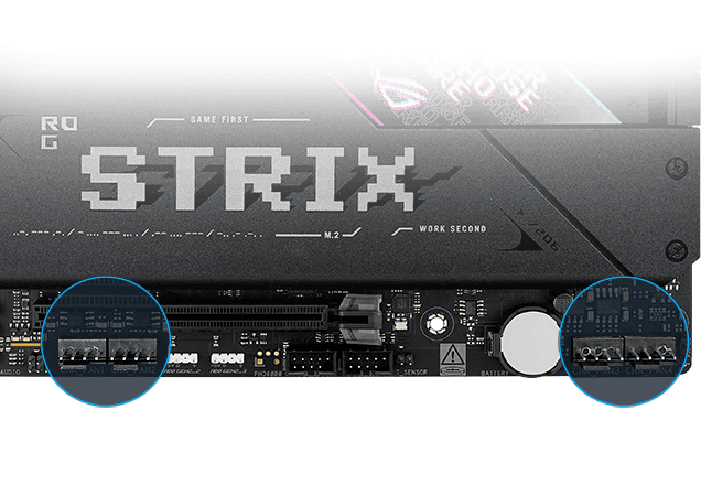 STRIX B850-E 机箱风扇接头连接器位置