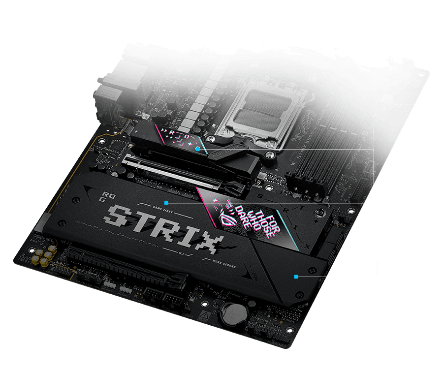 STRIX B850-E M.2 散热器和背板布局