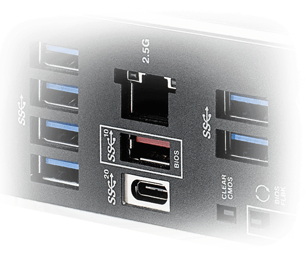 The Strix B760-F features a USB 3.2 Gen 2x2 Type-C rear I/O port.