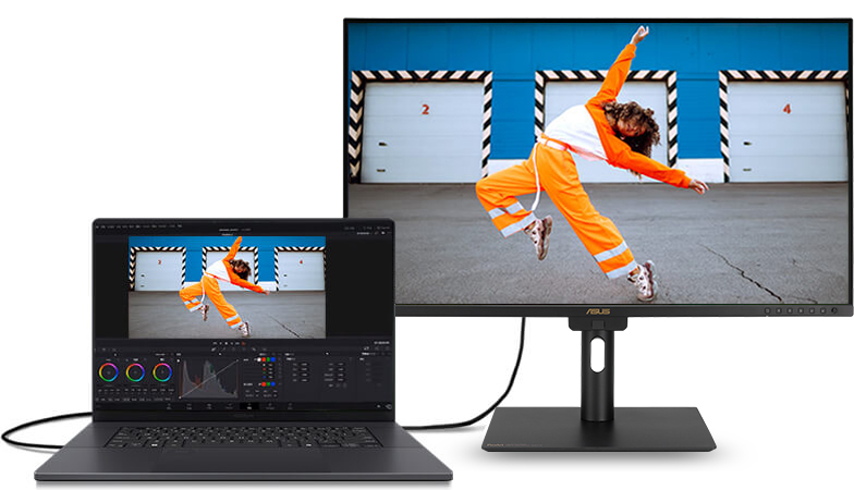 通過 USB-C 接口連接 ProArt Display 和筆記本電腦