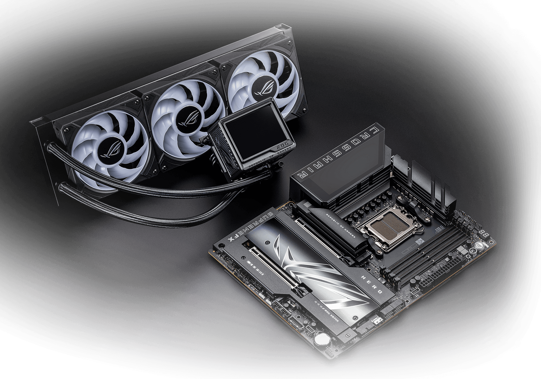 The ROG CROSSHAIR X870E HERO is compatible with all ASUS AIO coolers.