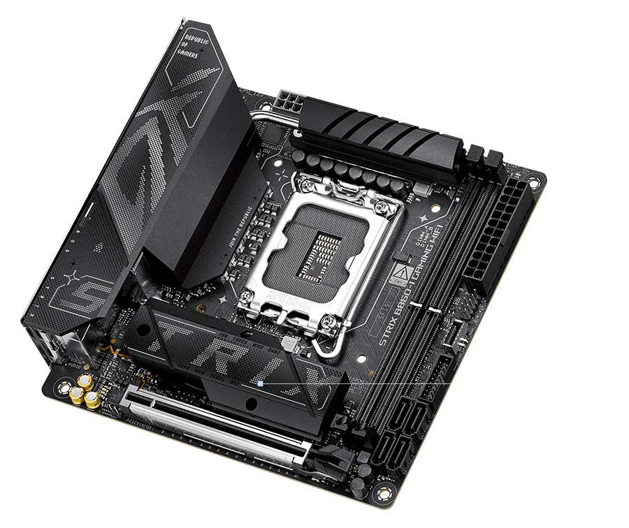 Strix  B860-I M.2 heatsinks and backplate layout