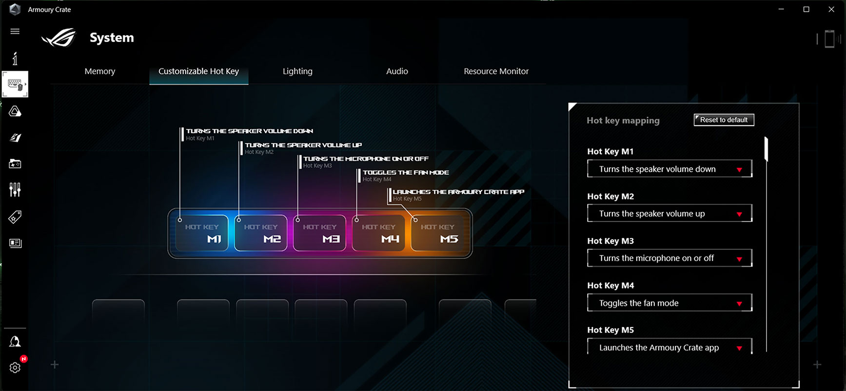Screenshot of the macro key submenu of Armoury Crate.