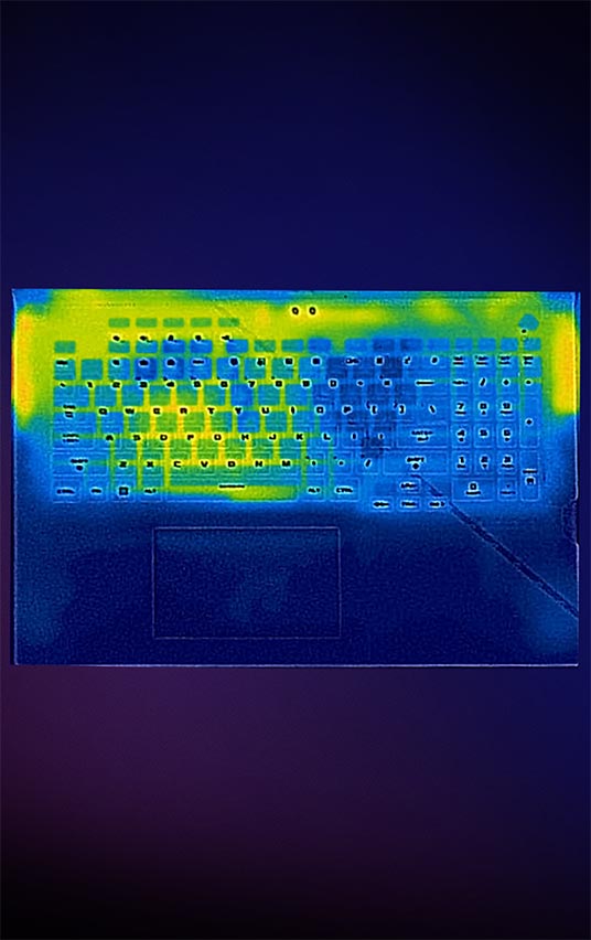 Thermal imaging from the keyboard of a SCAR 17.