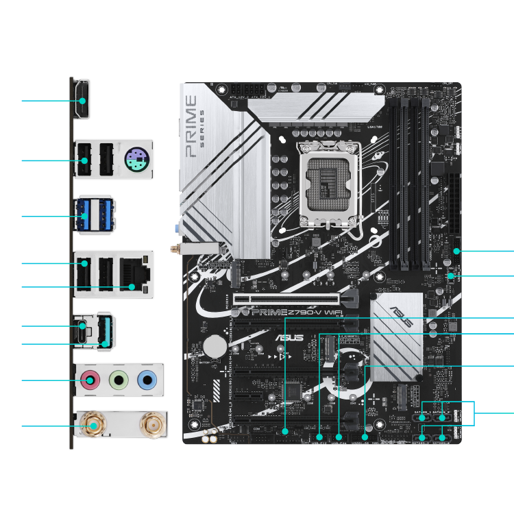 All specs of the PRIME Z790-V WIFI motherboard